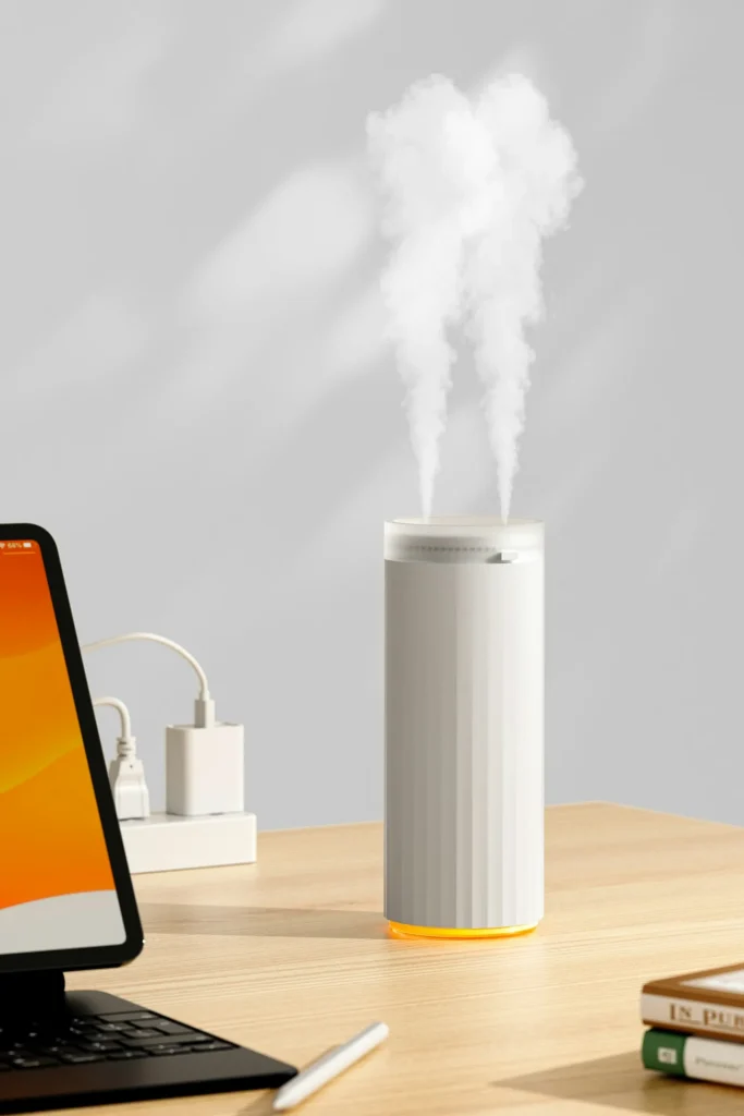 Humidifier releasing mist into a room