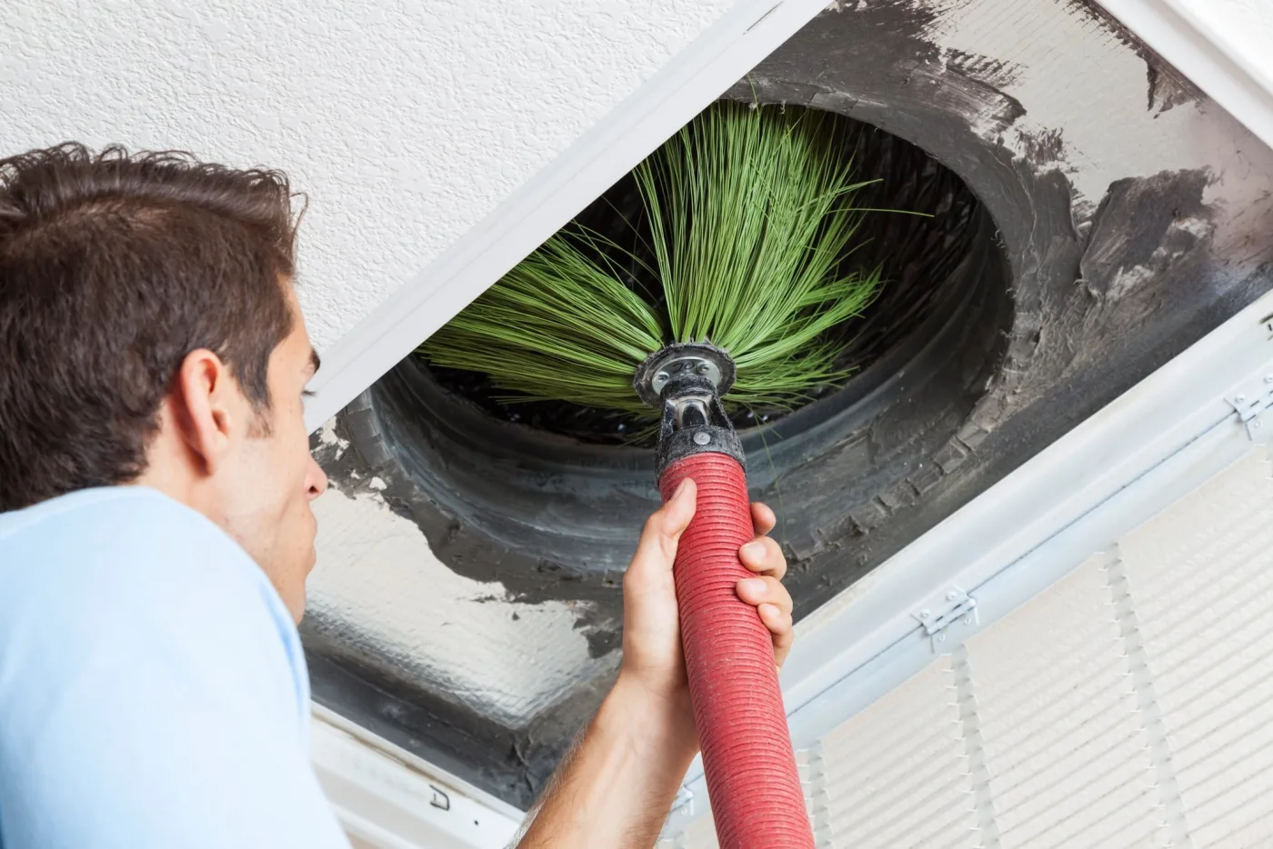Air duct cleaning equipment in a Texas home