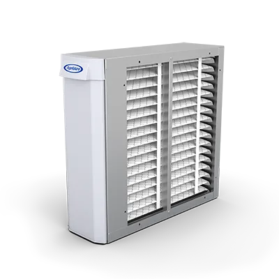 Media air cleaner filter cabinet on a residential HVAC system