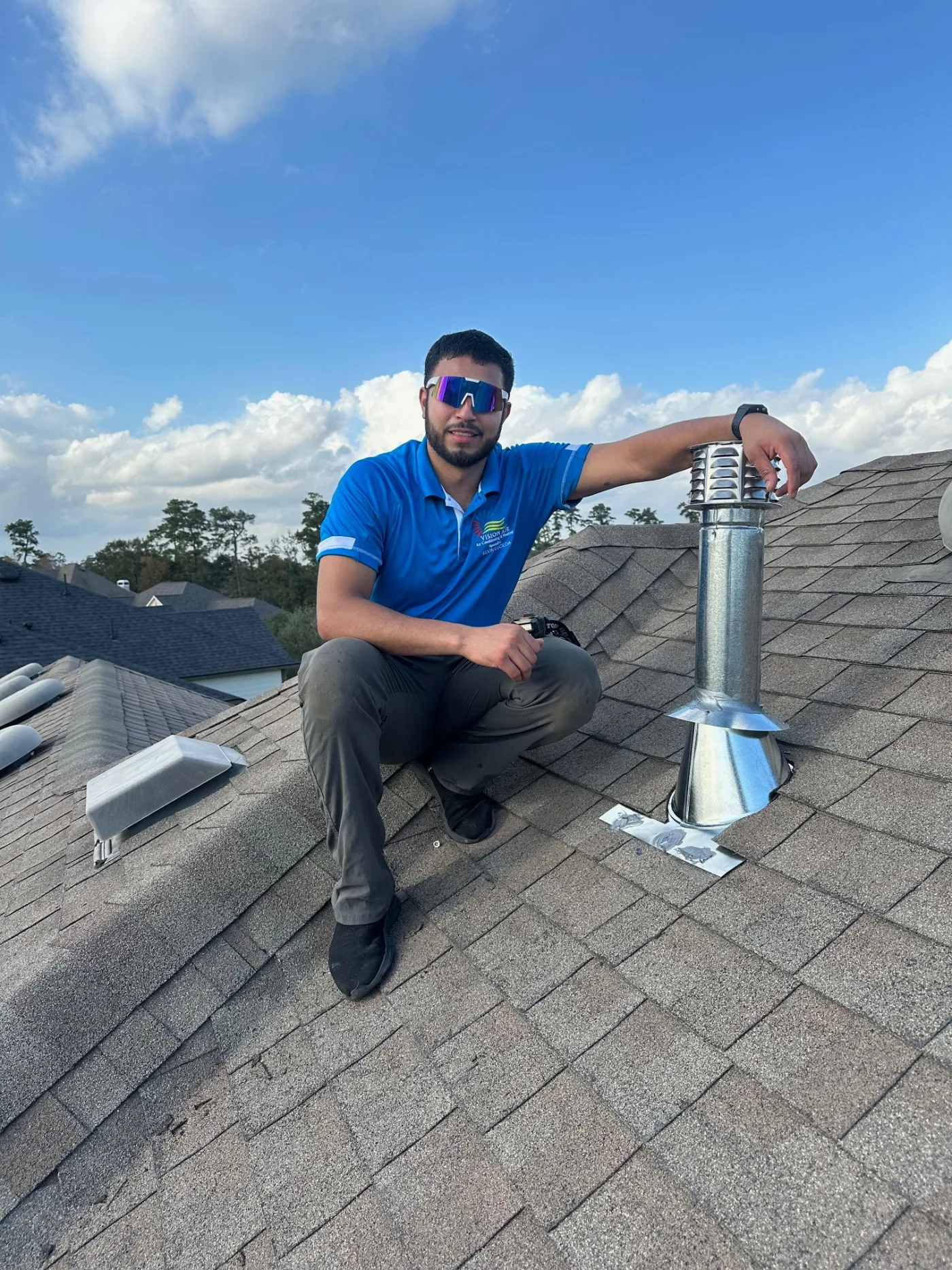 Vision Air HVAC technician completing a residential installation in Texas