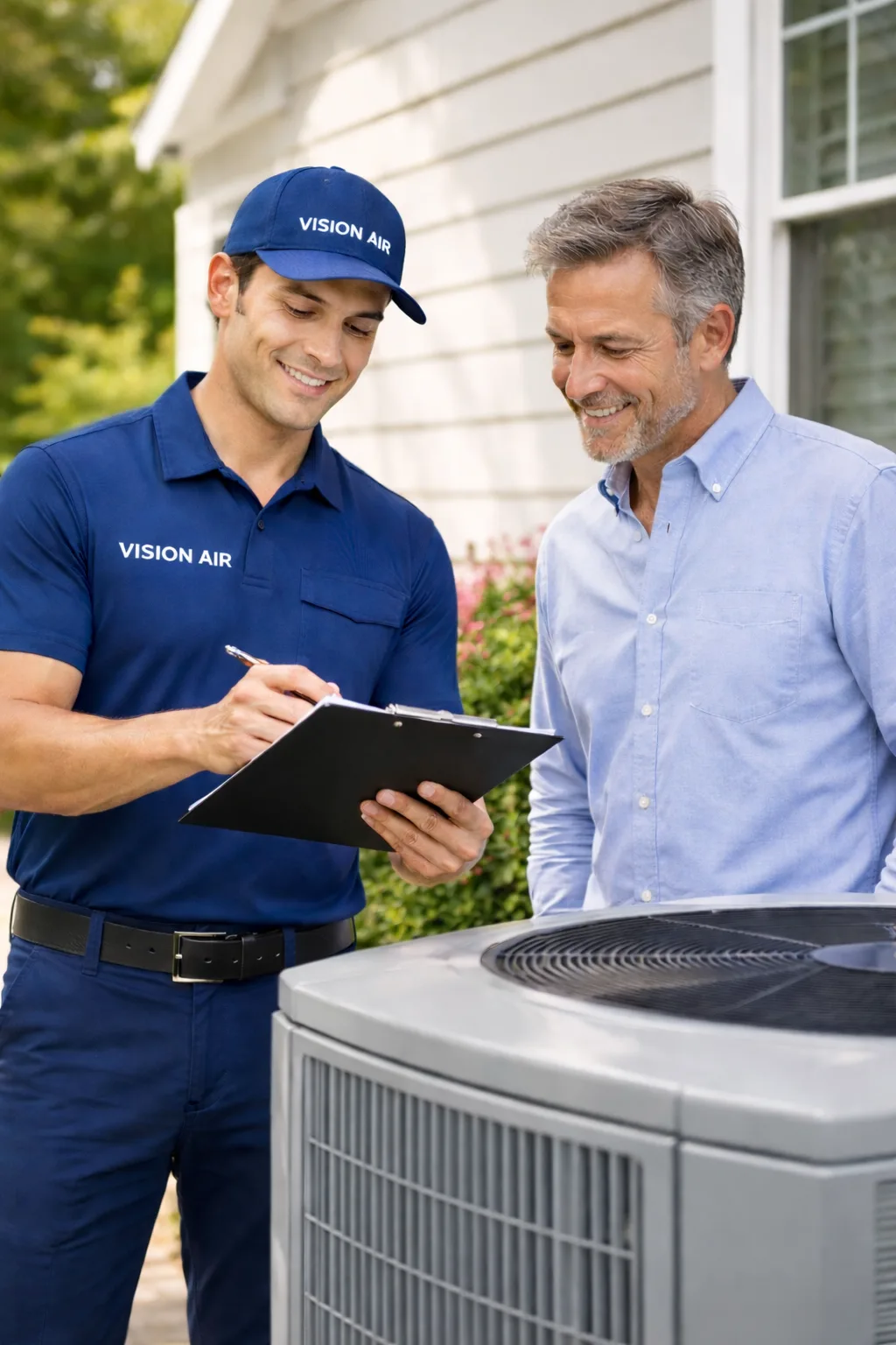 Vision Air technician performing HVAC maintenance