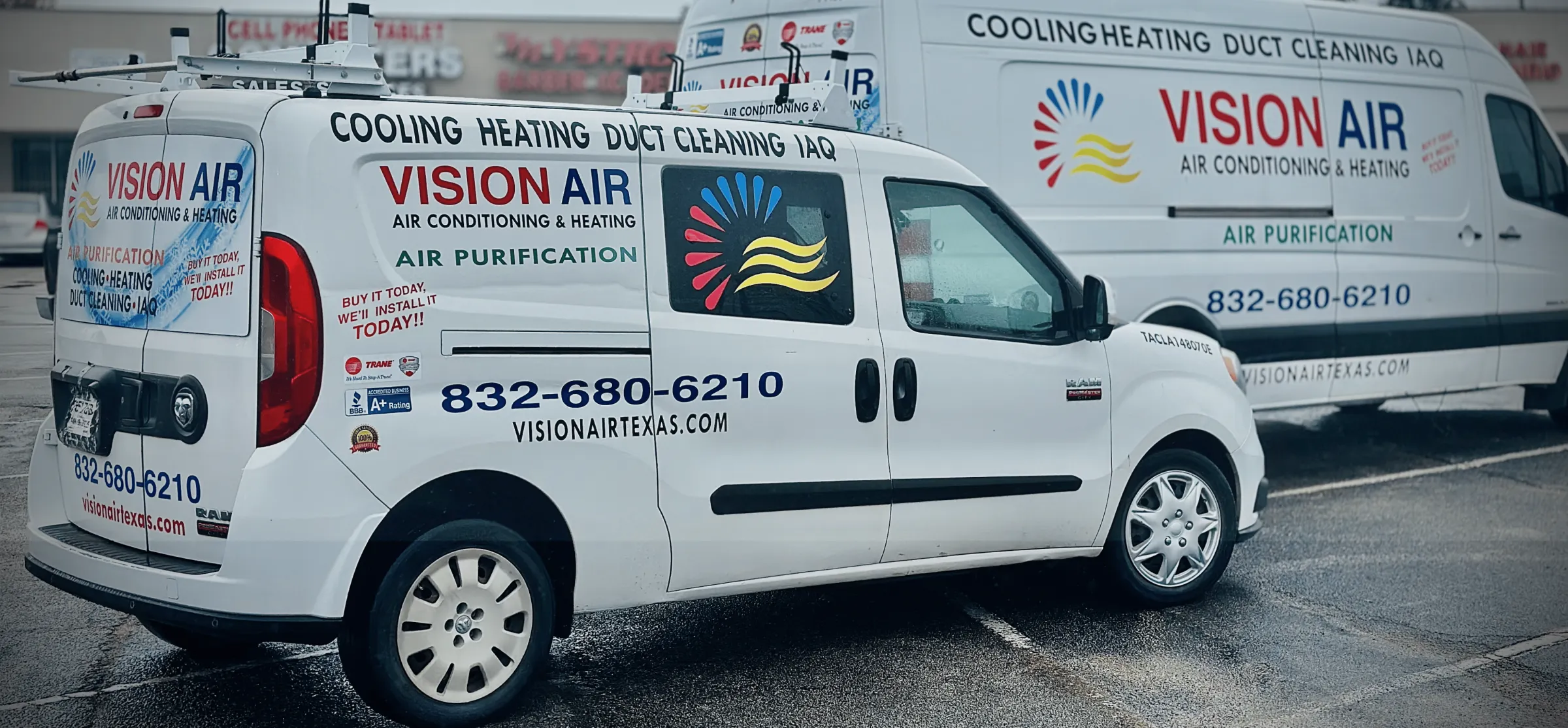 Vision Air HVAC technician servicing an air conditioning system in Texas